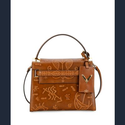 Valentino Santeria Embossed My Rockstud Top Handle Bag