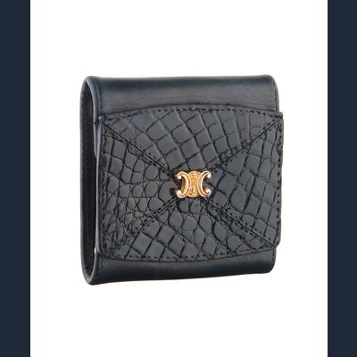 Céline Black Crocodile Leather Coin Purse
