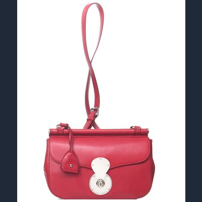Ralph Lauren Red Leather Carlyle Crossbody Bag