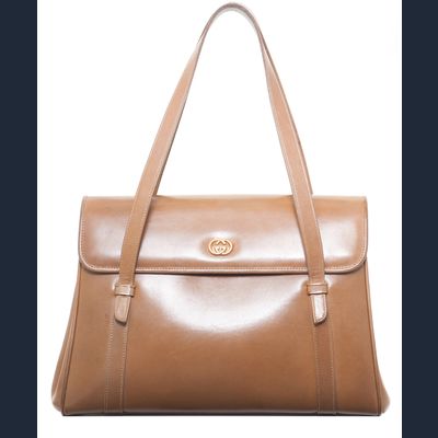 Vintage Gucci Brown Leather Shoulder Bag