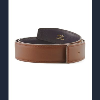 Hermès 32mm Omkeerbare Bruin / Donker Blauw Riemband