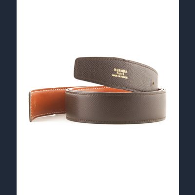 Hermès 32mm Omkeerbare Donkerbruin / Roest Riemband
