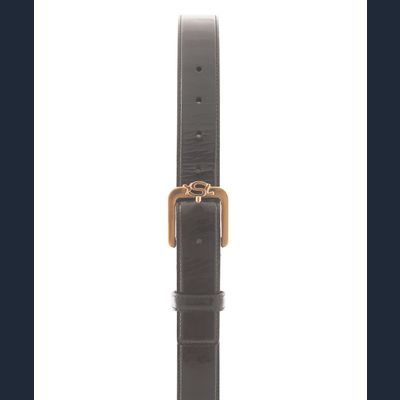 Yves Saint Laurent Monogram Black Patent Leather Buckle Belt