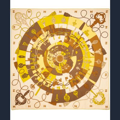 Hermès 'Tours de Clés' Cashmere and Silk Giant Square Shawl