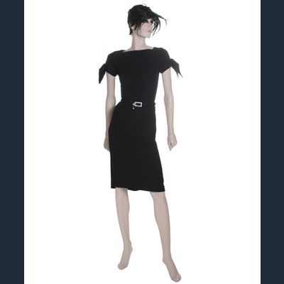 Christian Dior Midi Dress w Rhinestone Embellished Belt