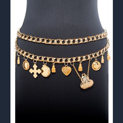 Vintage Escada Double Row Chain Link Charm Belt