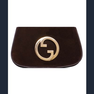 Vintage Gucci Brown Suede Blondie Clutch