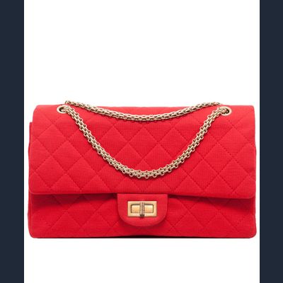 Chanel Red 2.55 Reissue Quilted Classic Jersey 227 Jumbo Flap Bag