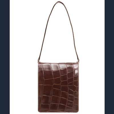 Vintage Pierre Cardin Brown Croco Shoulder Bag