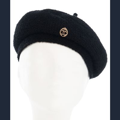 Chanel Beret in Zwart Wol