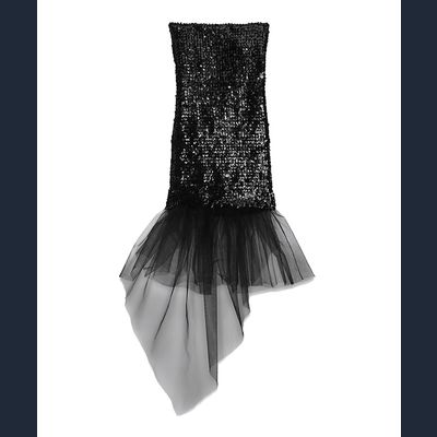 SS16 Saint Laurent Runway Black Sequined Mini Tube Dress