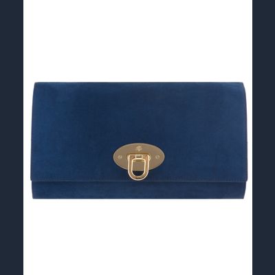 Mulberry Blue Suede Oversized Ava Clutch