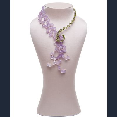 Siman Tu Amethyst Peridot Tassel Necklace