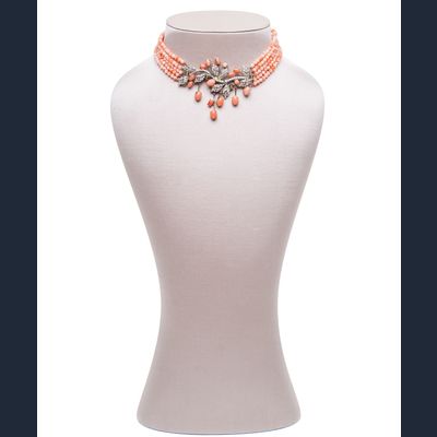 Siman Tu Five Strand Coral Choker