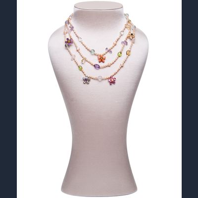 Siman Tu 24K Gold Plated 3-Strand Necklace