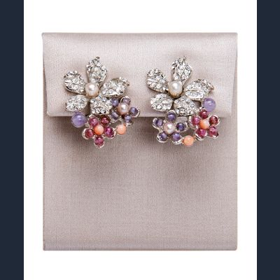 Siman Tu Amethyst Coral Garnet Earrings