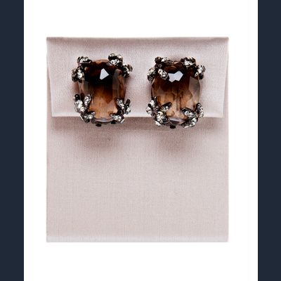 Siman Tu Smoky Quartz Cushion Cut Earrings