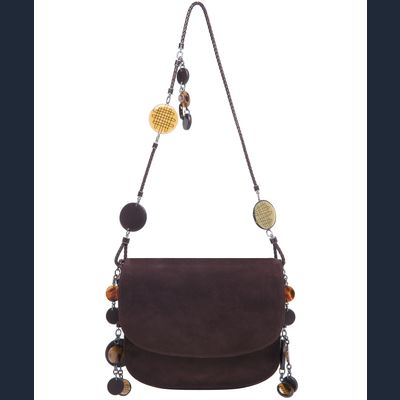 Bottega Veneta Brown Suede Charm Messenger Bag