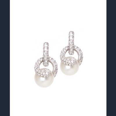 Mikimoto Twist White South Sea Cultured Pearl Earrings – 18K White Gold