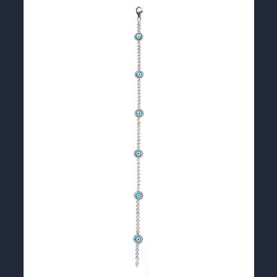 Aaron Basha White Gold Six Mini Diamond Evil Eye Station Bracelet