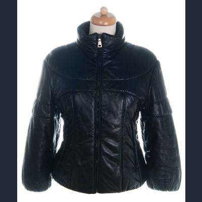Prada Black Leather Puffer