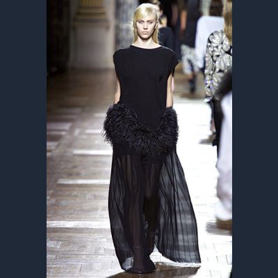 Fall 2013 Dries Van Noten Runway Ostrich Feather Trim Top