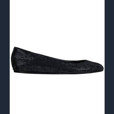 Le Silla Ballet Flats in Black with Strass Embellishment