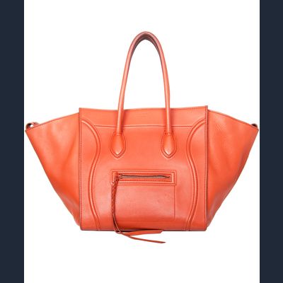 Céline Medium Luggage Phantom Bag in Orange Bullhide Calfskin