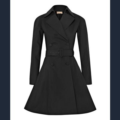 Alaïa Belted Trench Coat in Black Cotton-Blend Gabardine