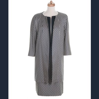 SS 2010 Dries van Noten Silk Geometric Print Skirt Suit