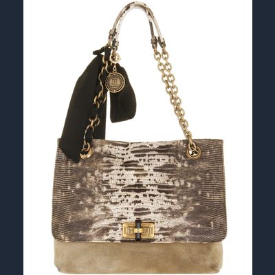 Lanvin Happy Handbag Lizard Print Flap Medium