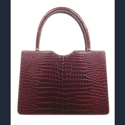Vintage Burgundy Crocodile Top Handle