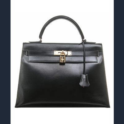 Hermès Kelly 32 Sellier Black Box GHW