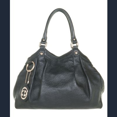 Gucci Black Guccissima Leather Sukey Tote Bag Medium