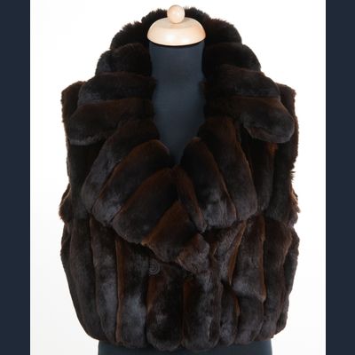 FW 2005 Roberto Cavalli Runway Chinchilla Fur Brown Sleeveless Jacket