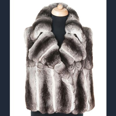 Roberto Cavalli Chinchilla Fur Brown Sleeveless Jacket