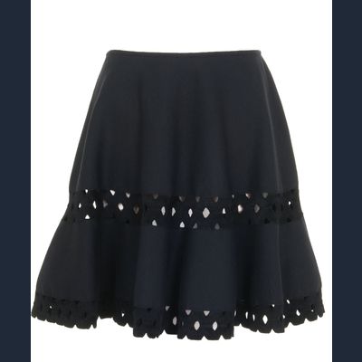 Alaïa Black Fleece Wool Laser Cut Circle Skirt
