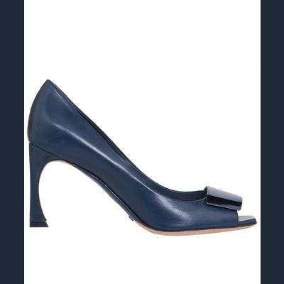 Dior Blue Leather Peep Toe Pumps