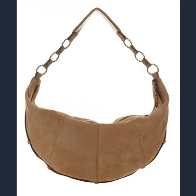Yves Saint Laurent Tan Suede Half Moon Bag