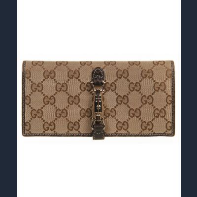 Gucci Beige-Ebony GG Fabric Piston Long Wallet