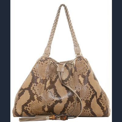 Gucci Python Peggy Drawstring Shoulder Bag