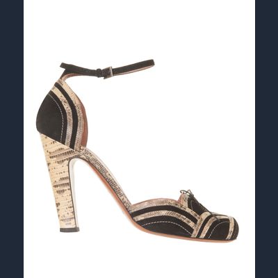 Azzedine Alaïa Suède & Snake Skin Ankle Strap Pumps