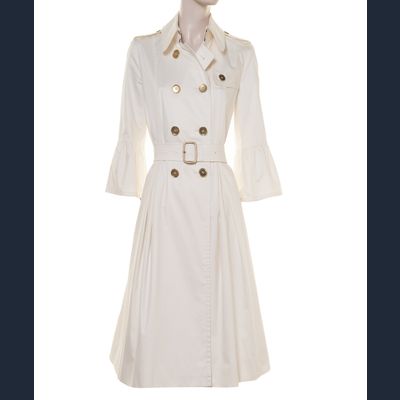Burberry Off White Trenchcoat Gathered Sleeves