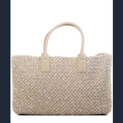 Bottega Veneta Woven Intrecciato Wool Leather Cabat Tote