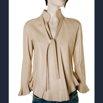 Gucci Beige Leather Longsleeves Top