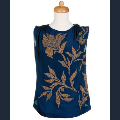 Dries Van Noten Sleeveless Blue Beaded Top