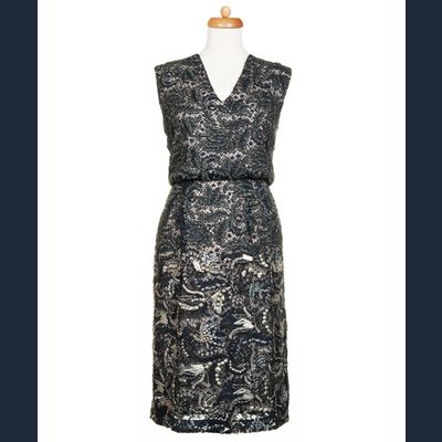 FW 2010 Dries Van Noten Runway Sleeveless Beaded V-Neckline Dress