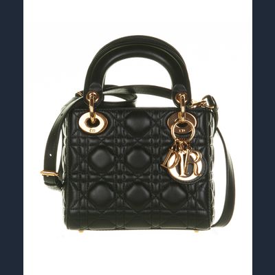 Christian Dior Black Leather Mini 'Lady Dior' Handbag