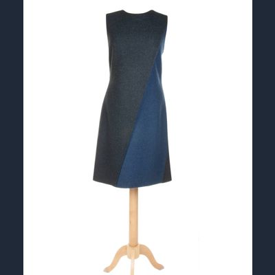 Christian Dior Black / Blue Cashmere Sleeveless Mid-length Dress