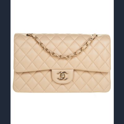 Chanel Beige Medium Double Flap Shoulder Bag